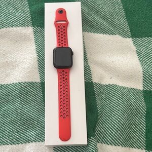 Apple Watch with Red Nike band
